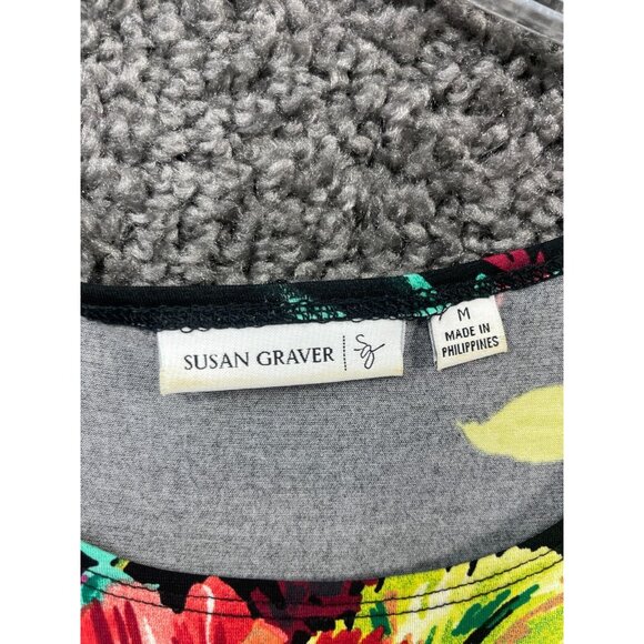 Susan Graves Sundress Women's Medium Black Floral Polyester Stretch Sleeveless - Picture 7 of 14